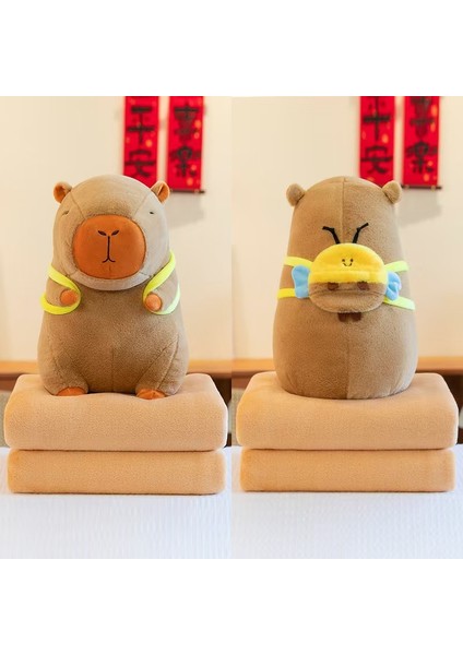 Karikatür Kapibara Yastık Battaniye 2'si 5 Arada Capibala Yastık Klima Çift Amaçlı Çocuk Uyuklayan Battaniye (Yurt Dışından)