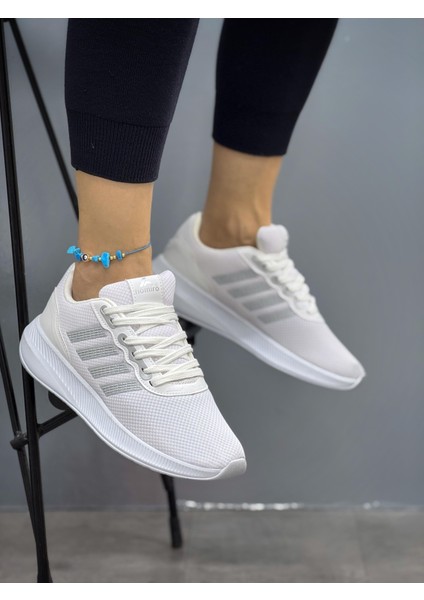 Unisex Fuspetli Poli Taban Spor Ayakkabı-Beyaz
