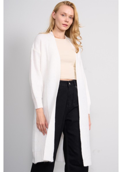 Çetinkaya Miya Mira Modest 2318 Kadın Şal Yaka Akrilik Triko Hırka Ekru