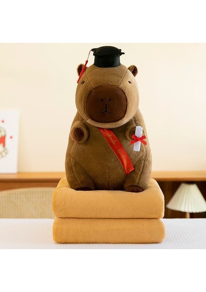 Karikatür Kapibara Yastık Battaniye 2'si 11 Arada Capibala Yastık Klima Çift Amaçlı Çocuk Uyuklayan Battaniye (Yurt Dışından)