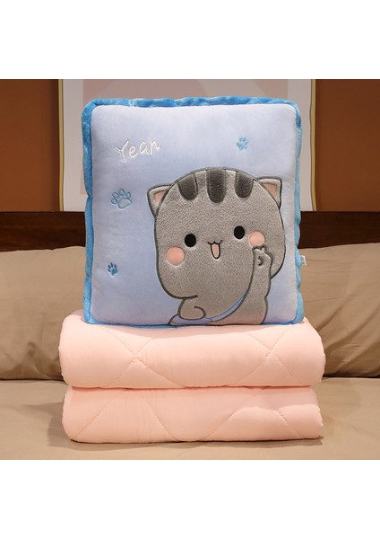 Karikatür Yastık Yorgan Çift Amaçlı 2'si 1 Arada Araba Sevimli Katlanır Klima Ofis Için Kalınlaşmış Araba Yastığı (Yurt Dışından)