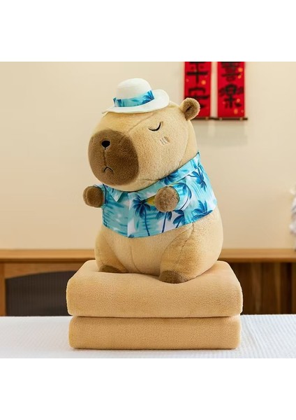 Karikatür Kapibara Yastık Battaniye 2'si 13 Arada Capibala Yastık Klima Çift Amaçlı Çocuk Uyuklayan Battaniye (Yurt Dışından)