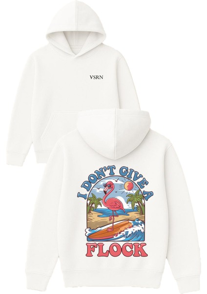 I Dont Gıve A Tasarım Baskılı Oversize Beyaz Kapüşonlu Sweatshirt
