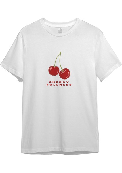 Cherry Fullness Tişört - Beyaz