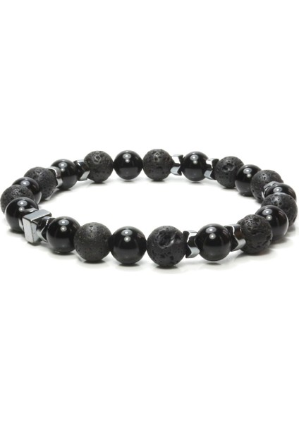 Oniks Lav Hematit Doğal Taş Erkek Bileklik modelleri