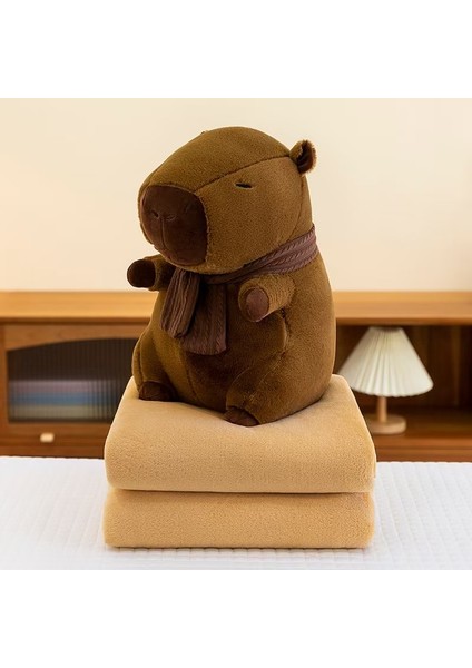 Karikatür Kapibara Yastık Battaniye 2'si 16 Arada Capibala Yastık Klima Çift Amaçlı Çocuk Uyuklayan Battaniye (Yurt Dışından)
