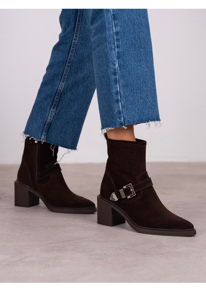 Pulina Kahve Süet Hakiki Deri Kadın Bot fırsatları