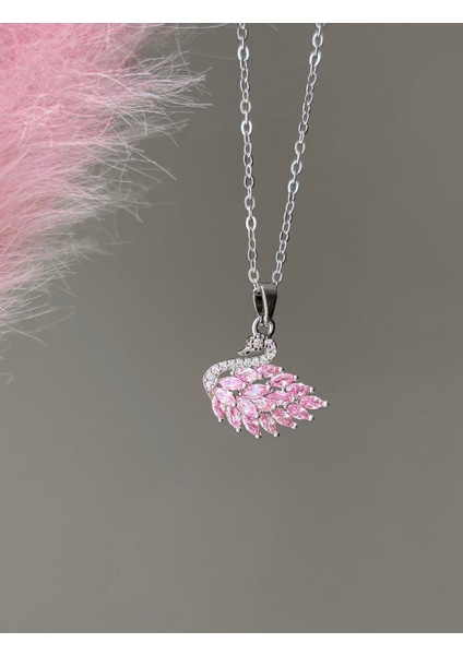 Pembe Kuğu Kolye Çelik