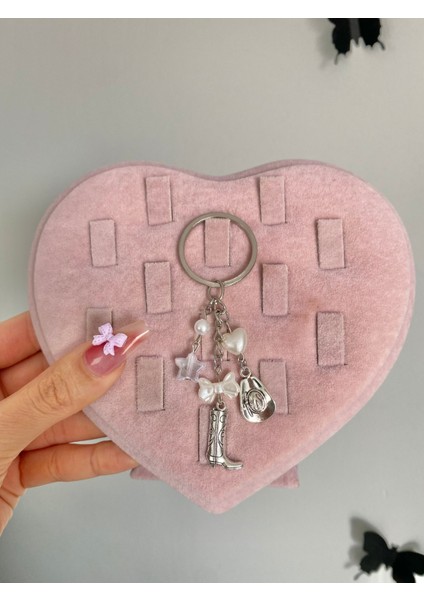 Cowboy Girl Anahtarlık Charm Kovboy Çizmesi Kovboy Şapkası Charm