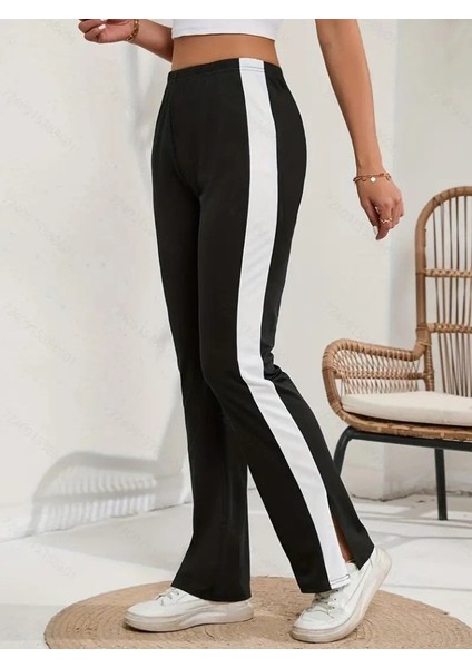 Kadın Yüksek Bel Yan Şerit Detaylı Yırtmaçlı Viskon Iki Iplik Pantolon fiyatları