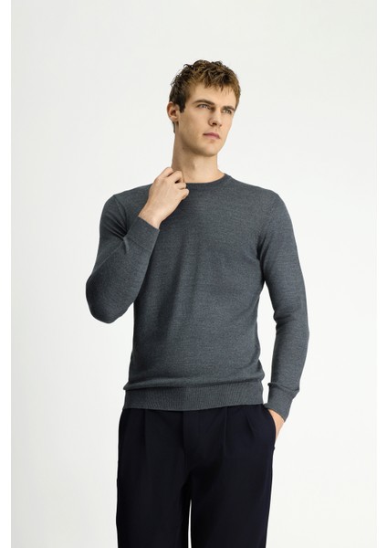 Bisiklet Yaka Regular Fit Yünlü Triko Kazak indirimleri