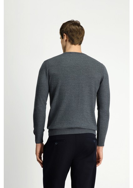 Bisiklet Yaka Regular Fit Yünlü Triko Kazak