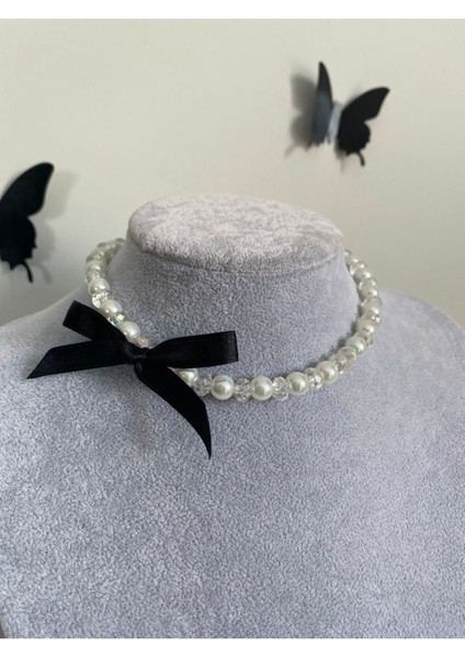 Ribbon Kurdele Coquette Aesthetic Cam Inci Kolye modelleri