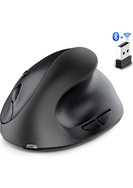 Ergonomik Fare, Şarj Edilebilir, Dikey Kablosuz Fare, Sağ El, Çift Modlu, Sessiz, 6 Düğmeli (Yurt Dışından)