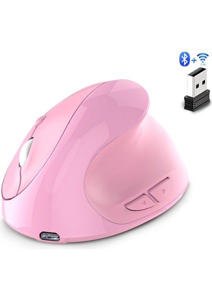 Ergonomik Fare, Şarj Edilebilir, Dikey Kablosuz Fare, Sağ El, Çift Modlu, Sessiz, 6 Düğmeli (Yurt Dışından)