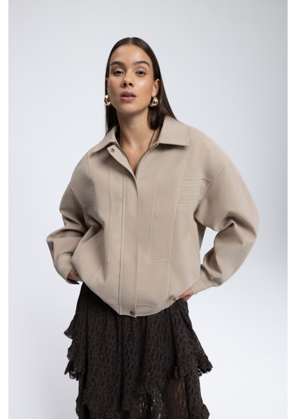 Osea Unisex Bej Bomber Ceket