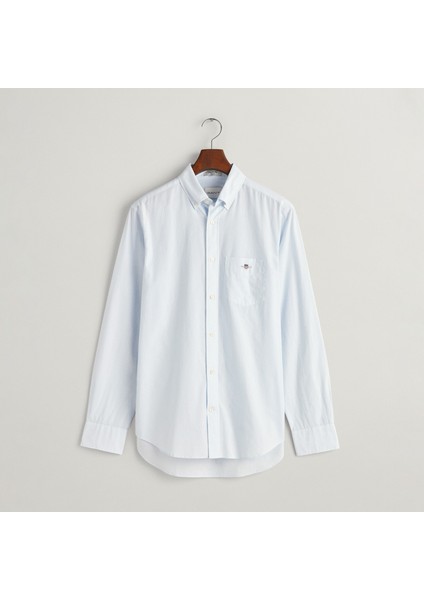 Erkek Mavi Regular Fit Çizgili Düğmeli Yaka Gömlek indirimleri