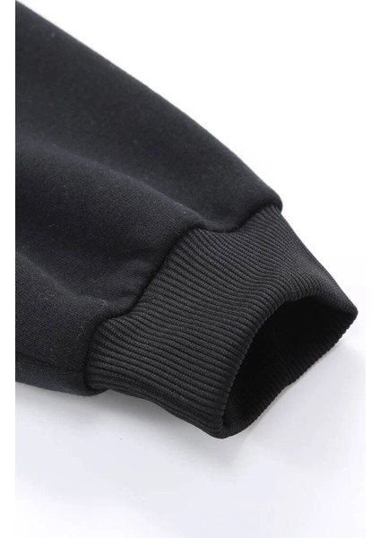 Mantar Ayak Tasarım Baskılı Oversize Siyah Kapüşonlu Sweatshirt fırsatları