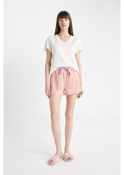 Fall In Love Baskılı Kısa Kollu Şortlu Pijama Takımı C7899AX24HS