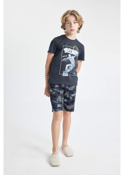 Erkek Çocuk Pijama Takımı Baskılı Kısa Kollu Üst Şort C7910A824SM
