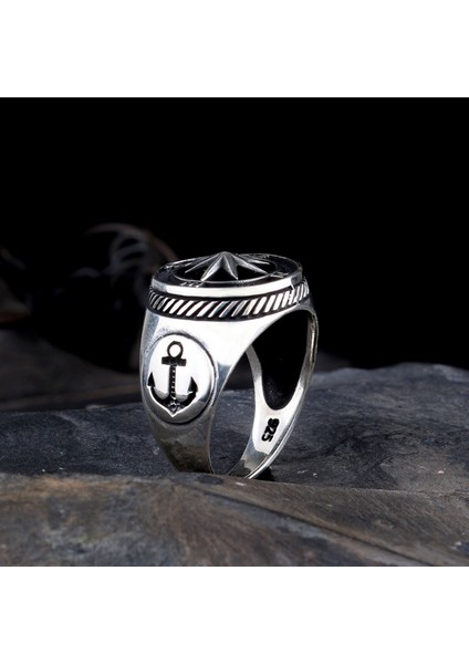 Deniz Çapası Pusula Model 925 Ayar Gümüş Erkek Yüzük fiyatları