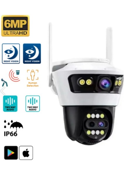 Ayarlanabilir Çift Lens Yoosee Alarmlı Suya Dayanıklı IP66 Ip Kamera Dış Mekan Güvenlik Kamerası