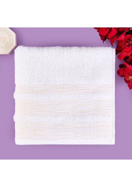 Soft Golden Star Shiny Yüz Havlusu - Ekru - 50X90 cm