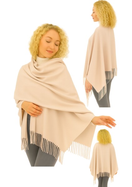 1 Adet Kadın Büyük Bedene Uygun Ekstra Yumuşak Dokulu Püskül Detaylı Kışlık Atkı Omuz Şalı modelleri