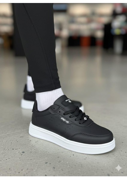 Unisex Ortopedik Faylon Sararmaz Taban Spor Ayakkabı - Siyah Beyaz