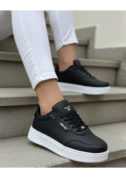 Unisex Ortopedik Faylon Sararmaz Taban Spor Ayakkabı - Siyah Beyaz fiyatları