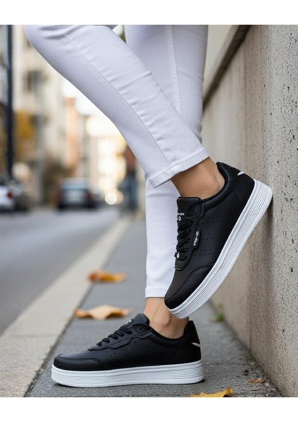 Unisex Ortopedik Faylon Sararmaz Taban Spor Ayakkabı - Siyah Beyaz modelleri