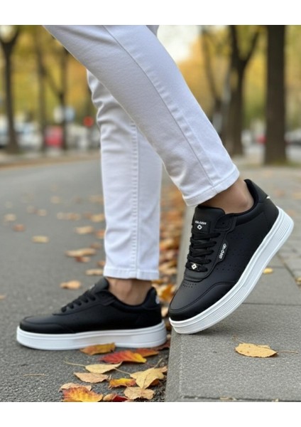 Unisex Ortopedik Faylon Sararmaz Taban Spor Ayakkabı - Siyah Beyaz fırsatları