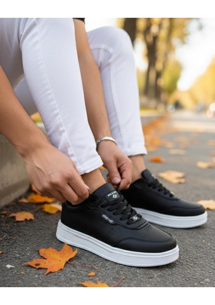 Unisex Ortopedik Faylon Sararmaz Taban Spor Ayakkabı - Siyah Beyaz