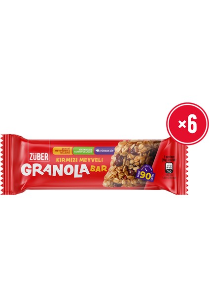 Granola Bar Kırmızı Meyveli 25G x 6 Adet