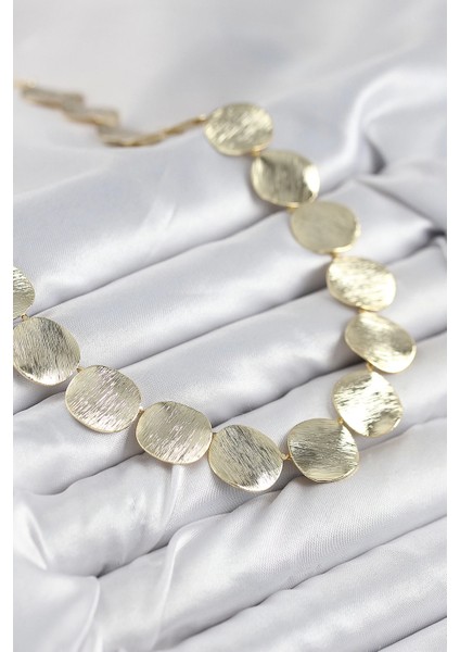 Bfs Pirinç Sıralı Para Model Gold Renk Kadın Kolye