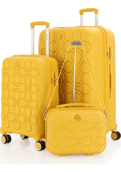 Polipropilen 3'lü Valiz Seti Büyük & Kabin & Makyaj V376