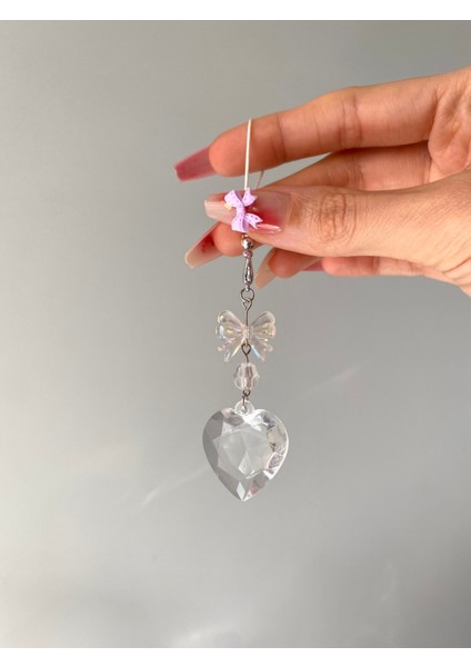 Hologramlı Şeffaf Kalpli Charm modelleri