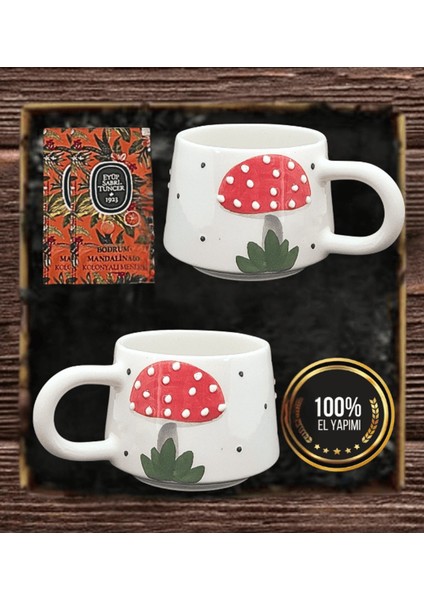 El Yapımı Seramik 2’li Kupa Seti