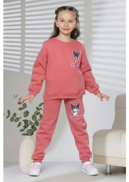 Kuromi Baskılı Kız Çocuk Sweatshirt ve Eşofman Takımı – Kışlık, Rahat, 2’li Takım