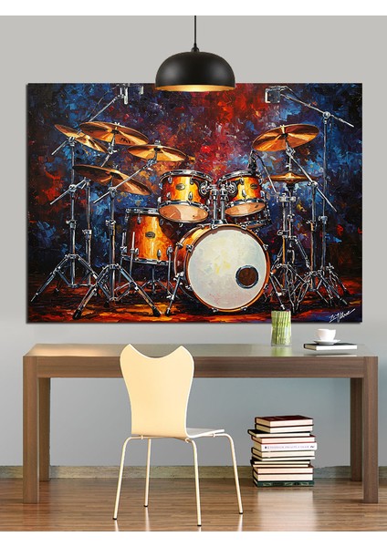 Davul Seti Müzik Dekoratif Kanvas - Mdf Ahşap Tablo
