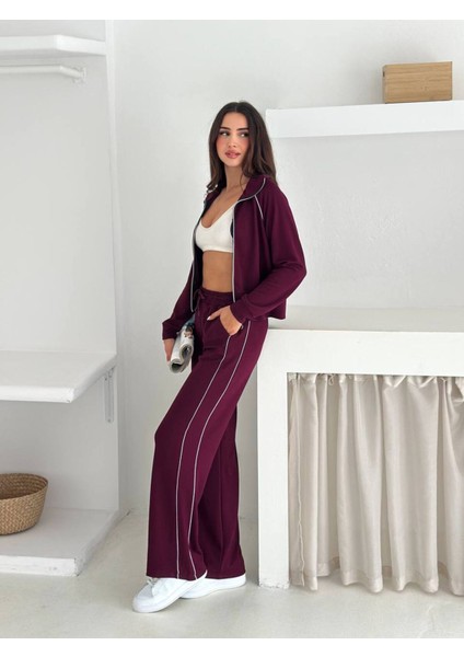 Kadın Fermuarlı Kapüşonlu Rahat Fit Iki Parça Set Eşofman Takımı fiyatları