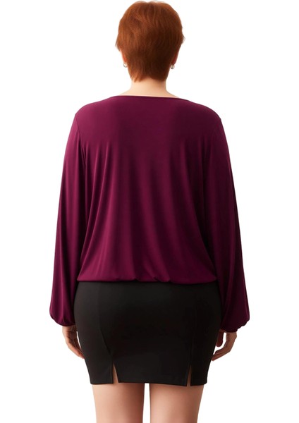 Moda Büyük Beden Kruvaze Örme Regular Düz Desen Casual Günlük Regular Uzun Kol Bluz fiyatları