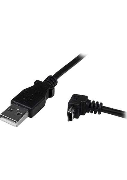 Aşağı Açılı Mini USB Kablosu - 2m - Siyah - USB A'dan Mini USB B'ye - Usb'den Mini USB Kablosuna - Mini USB Şarj Cihazı - USB A'dan Mini B'ye (USBAMB2MD) fiyatları