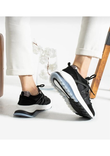 Bağcıklı Unisex Spor Outdoor Ayakkabı-Siyah-Beyaz modelleri