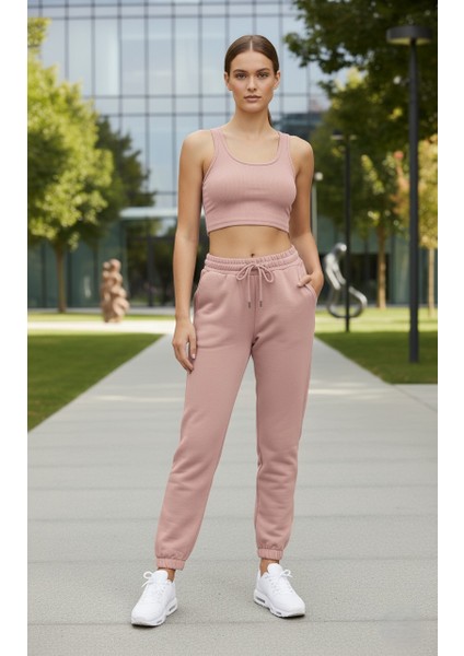 Kadın 3 Iplik Şardonlu %100 Pamuk Eşofman Altı - Yumuşak Dokulu Basic Jogger