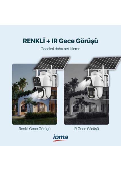 IO-779 | 4mp Ultra Hd 4g Solar Çift Kamera 12W Güneş Panelli (12000MAH Pil) indirimleri