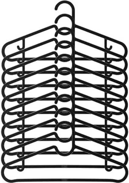 Spruttıg Giysi Askısı, Siyah 10'lu (Güçlendirilmiş Plastik)