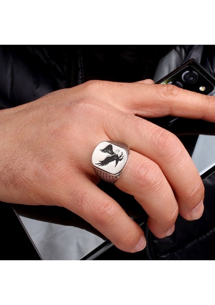 925 Ayar Gümüş Kartal Motifli Erkek Yüzük
