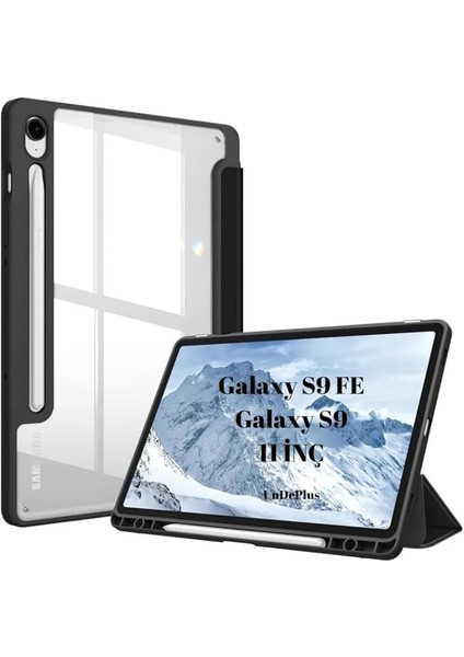 Galaxy Tab S9 Fe / S9 11INÇ ile Uyumlu Kılıf Grafiti Şeffaf Kalem Bölmeli X710 X716 X718 X510 X516 Siyah