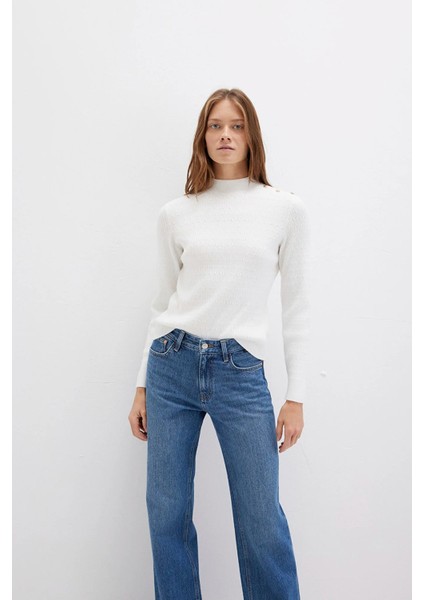 Kadın Omuz Detaylı Ekru Kazak 1710798-70057